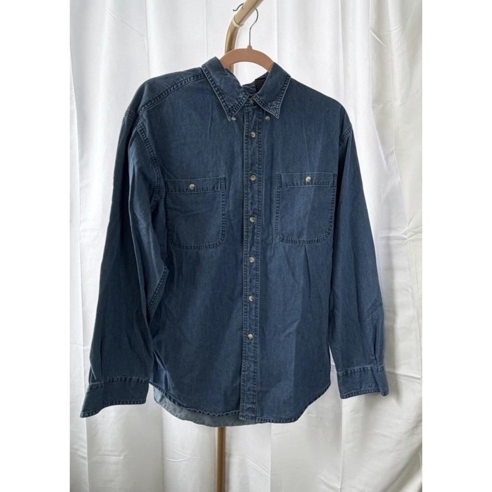 Trader Bay Lomg Sleeve Button Down Mens Denim Shirt Medium